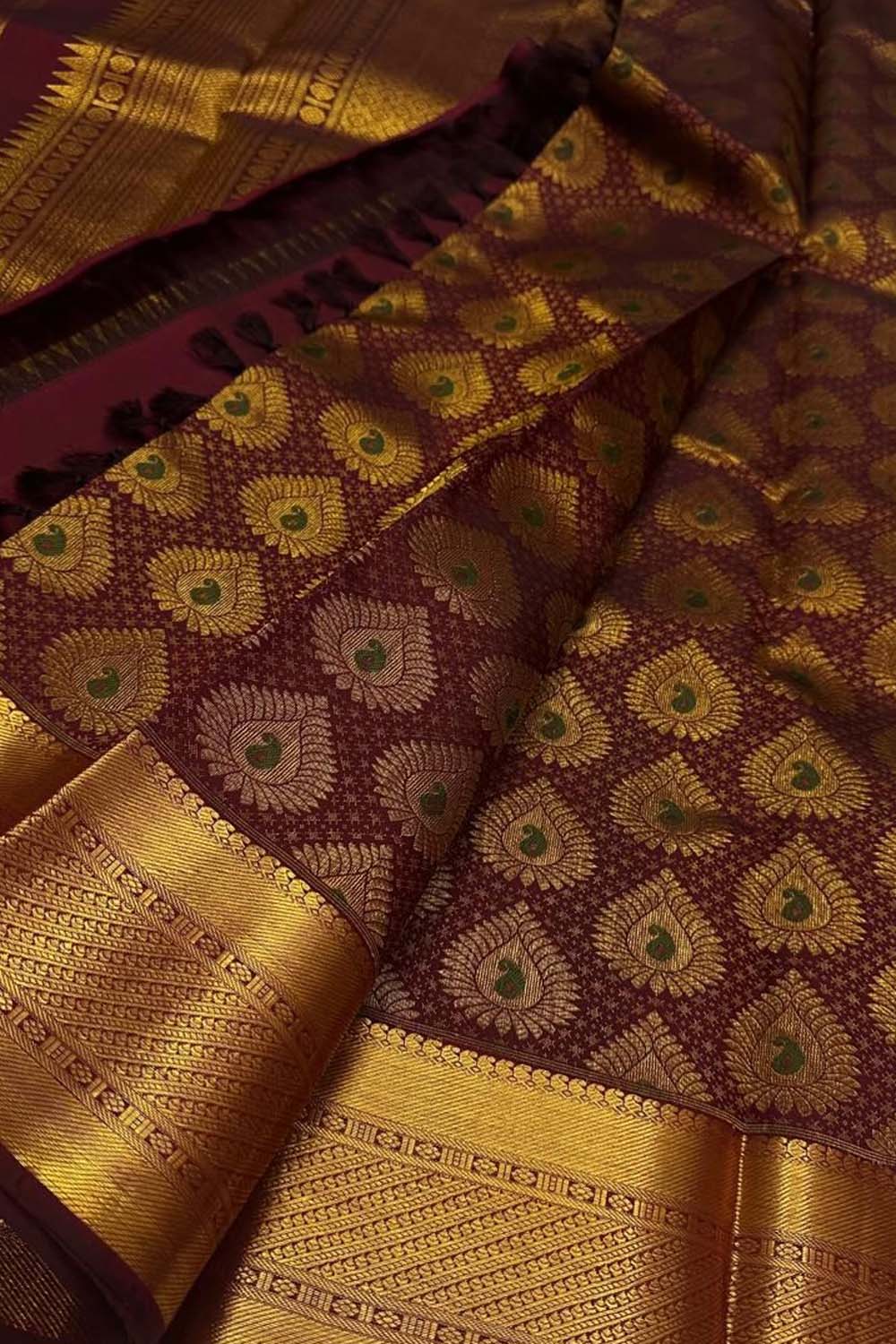 Exquisite Brown Kanjeevaram Pure Silk Saree - Luxurion World