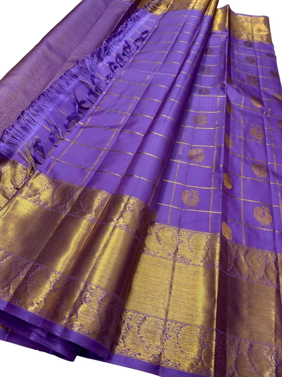 Exquisite Purple Handloom Kanjeevaram Silk Saree - Luxurion World