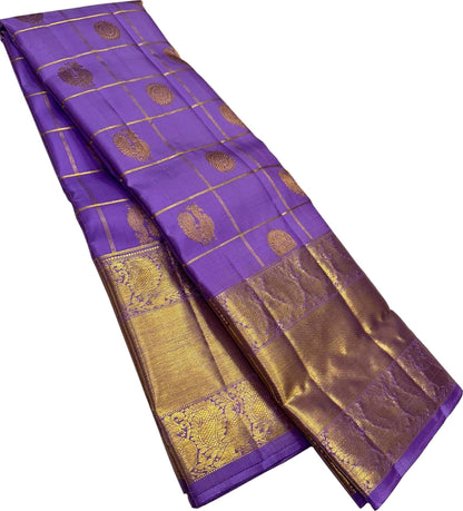 Exquisite Purple Handloom Kanjeevaram Silk Saree - Luxurion World