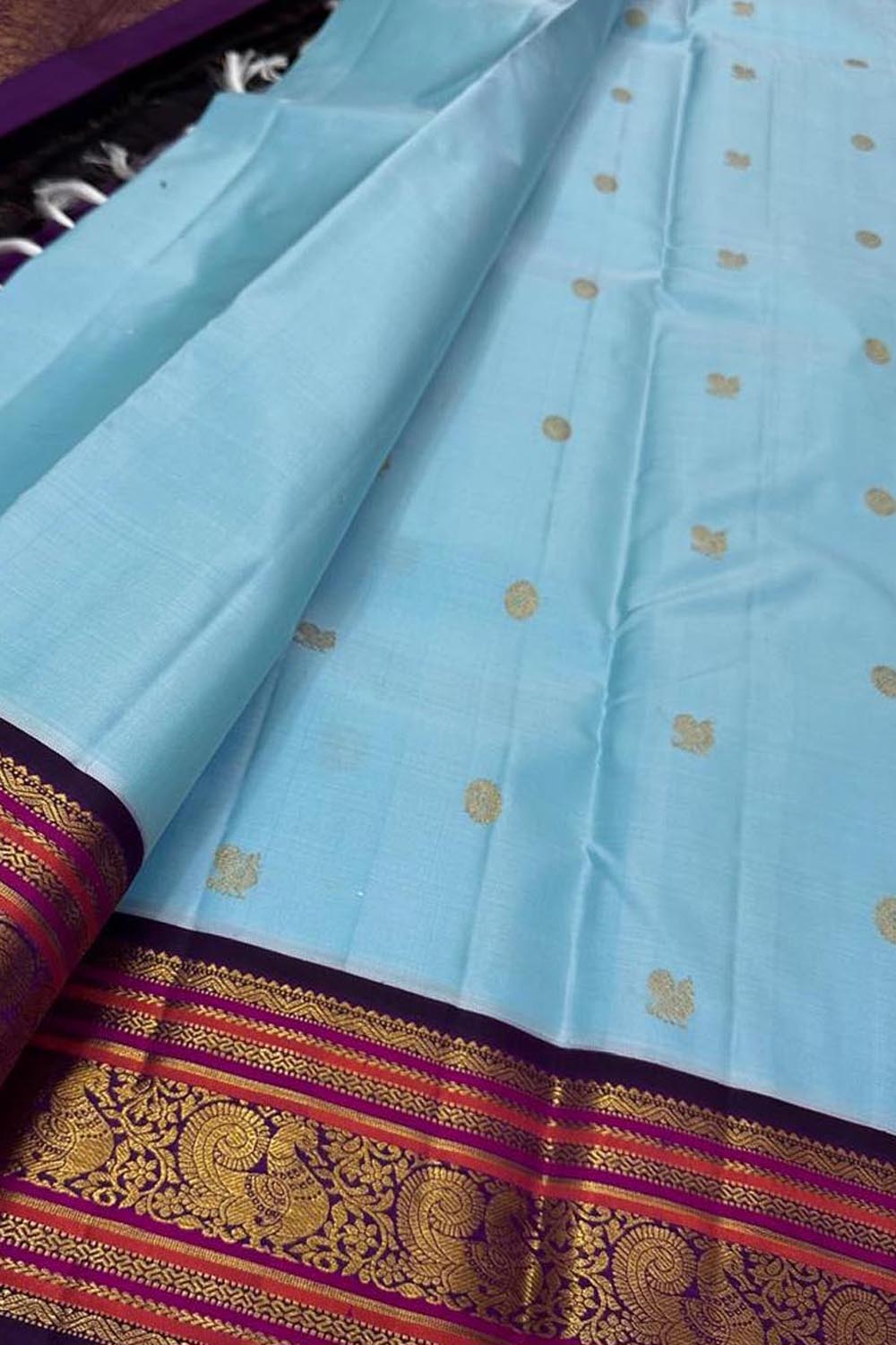 Royal Blue Handloom Kanjeevaram Silk Saree - Luxurion World