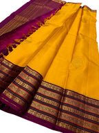 Golden Glow: Handloom Kanjeevaram Silk Saree - Luxurion World