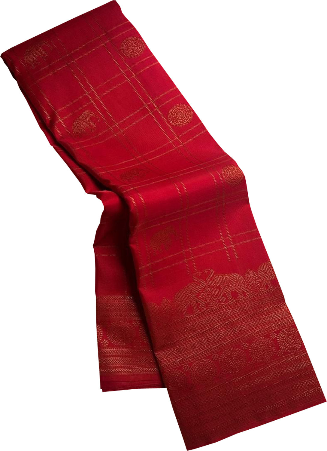 Exquisite Red Kanjeevaram Handloom Silk Saree - Luxurion World