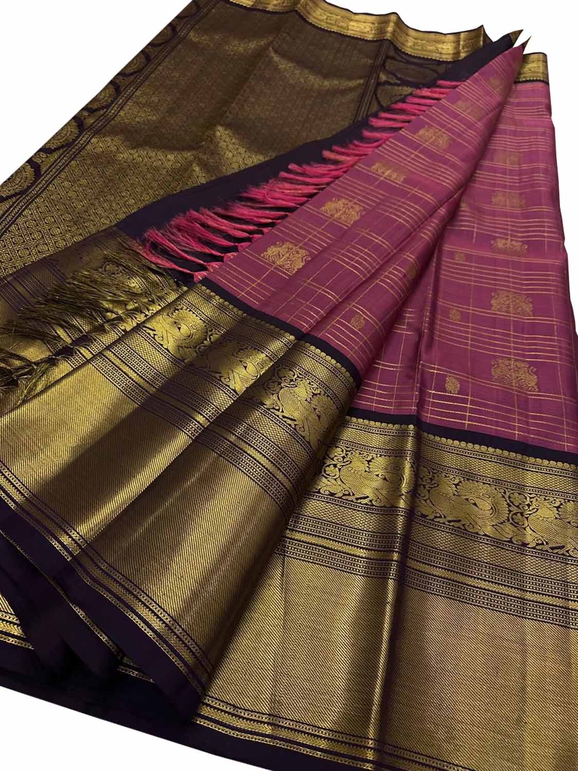 Exquisite Pink Kanjeevaram Silk Saree - Handloom Beauty - Luxurion World