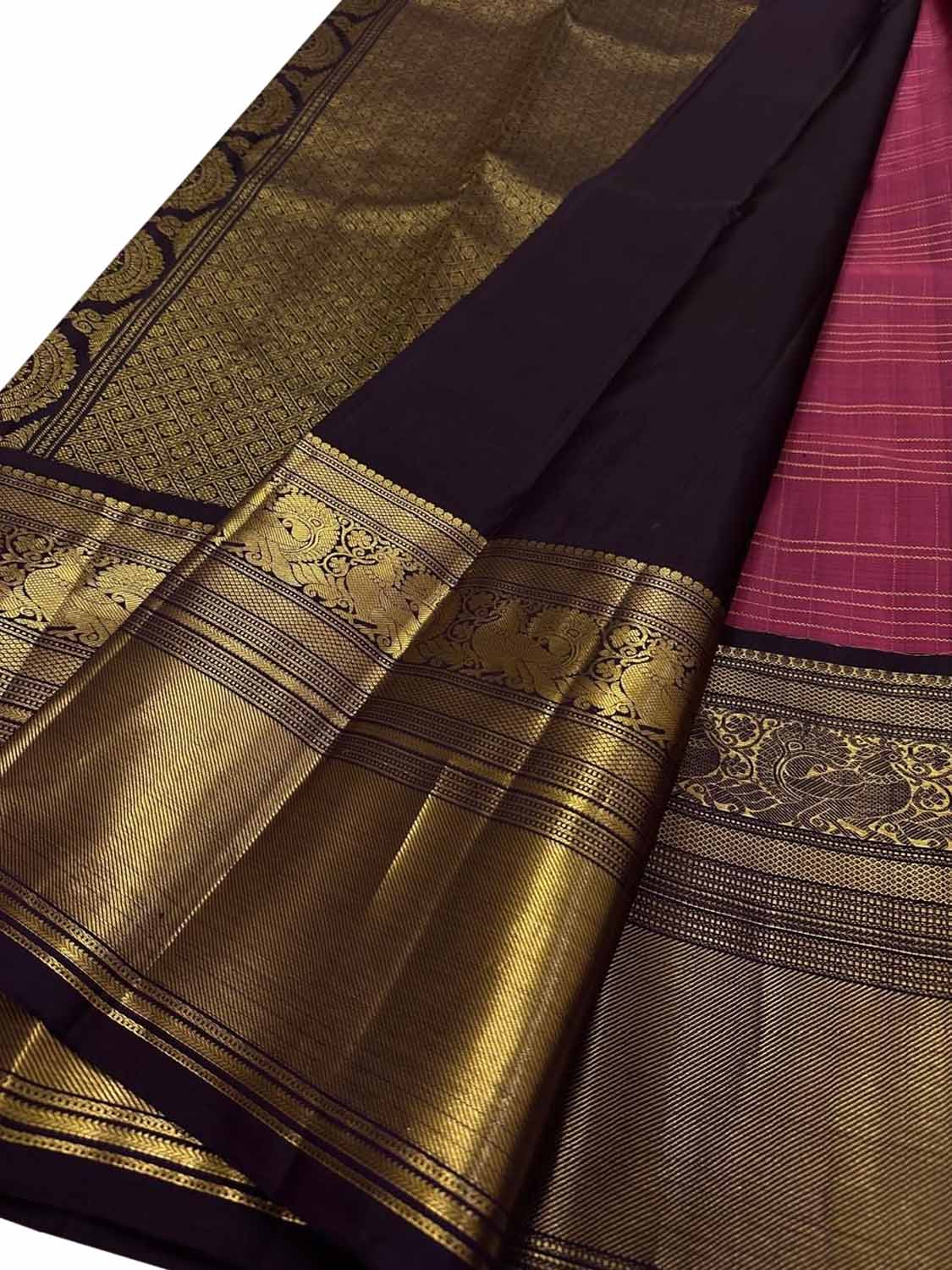 Exquisite Pink Kanjeevaram Silk Saree - Handloom Beauty - Luxurion World