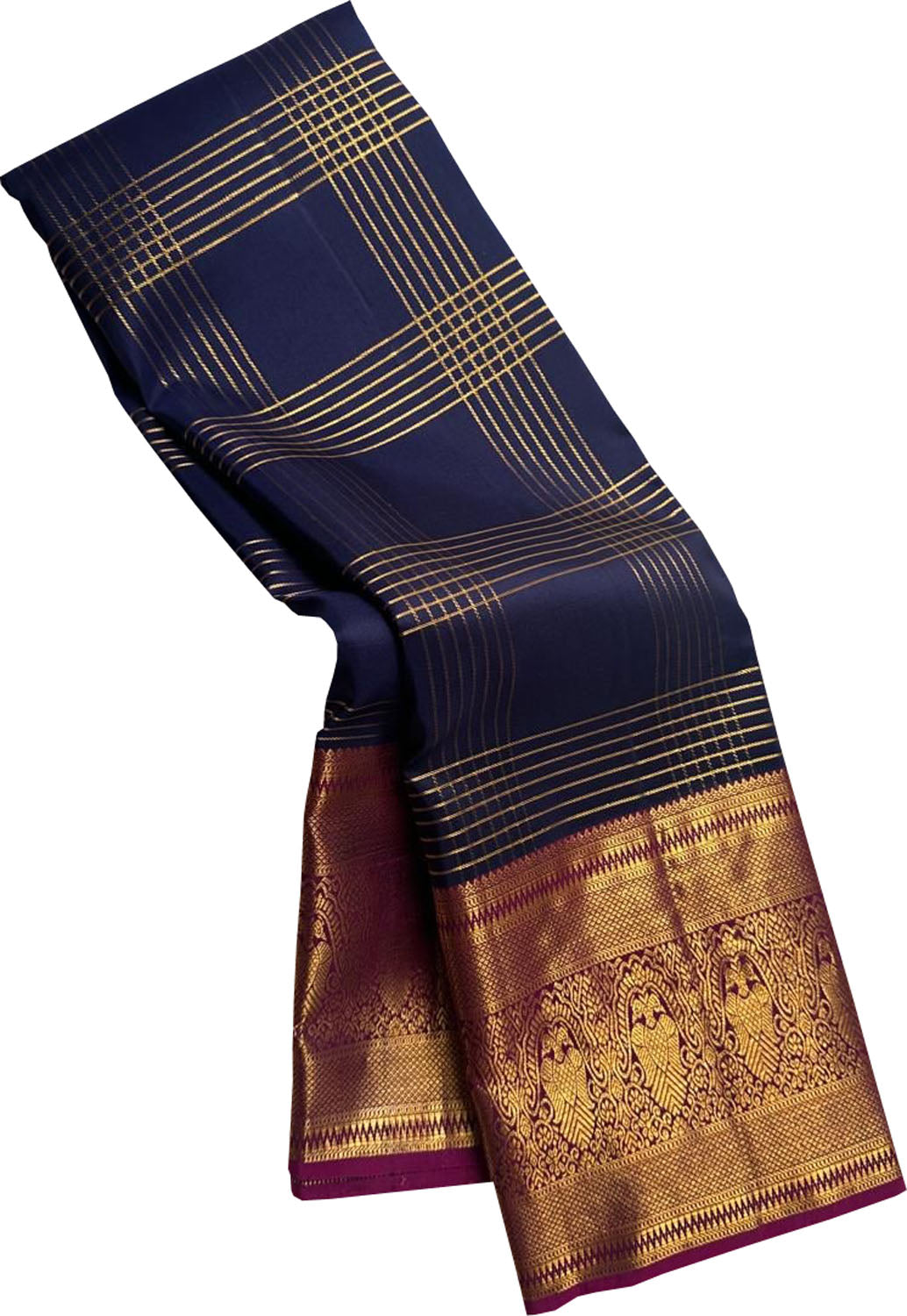 Blue Kanjeevaram Silk Saree - Handloom Pure Elegance - Luxurion World