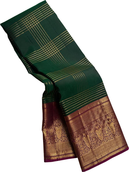 Green Kanjeevaram Pure Silk Saree - Handloom Elegance - Luxurion World