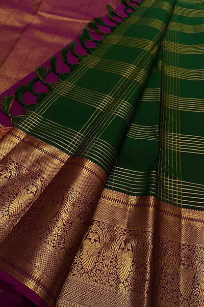 Green Kanjeevaram Pure Silk Saree - Handloom Elegance - Luxurion World