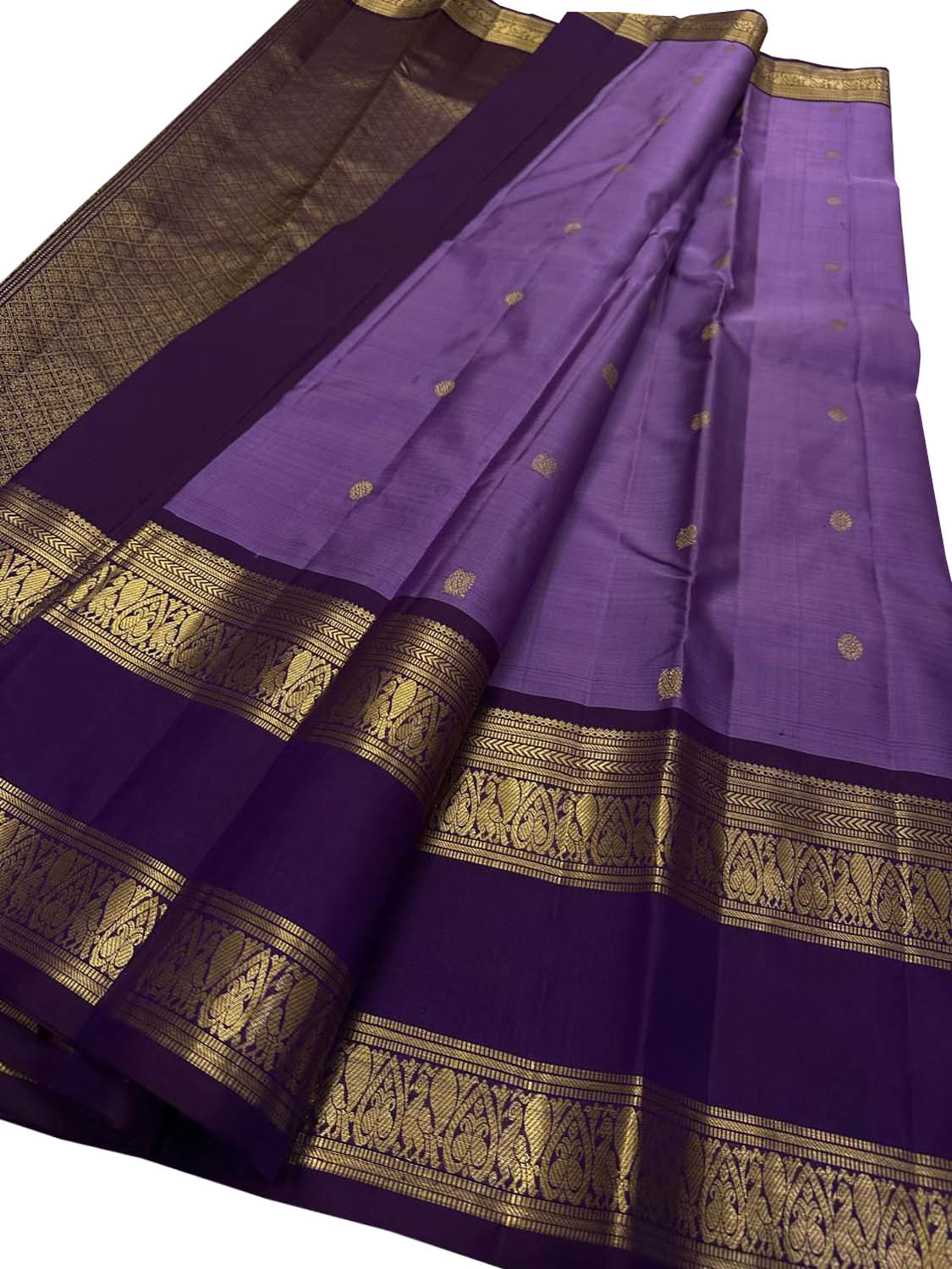 Exquisite Purple Kanjeevaram Silk Saree Handloom - Luxurion World