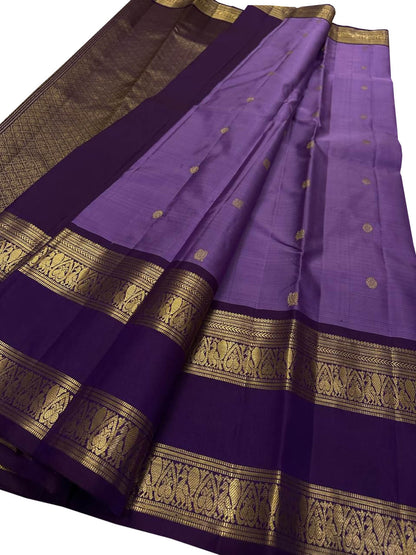 Exquisite Purple Kanjeevaram Silk Saree Handloom - Luxurion World