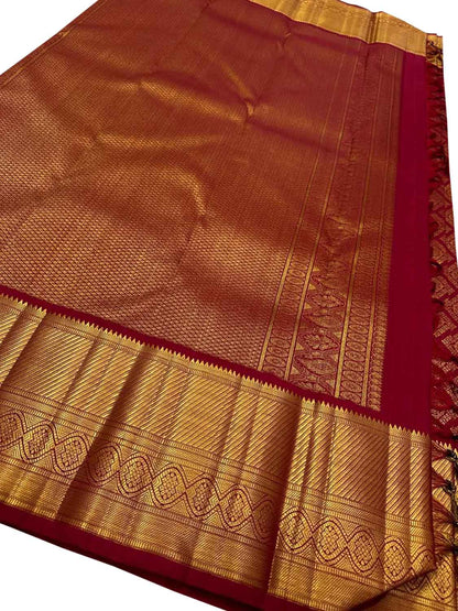 Exquisite Red Kanjeevaram Silk Saree - Handloom Beauty - Luxurion World