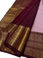 Stunning Pink & Maroon Handloom Kanjeevaram Pure Silk Saree - Luxurion World