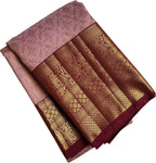Stunning Pink & Maroon Handloom Kanjeevaram Pure Silk Saree - Luxurion World