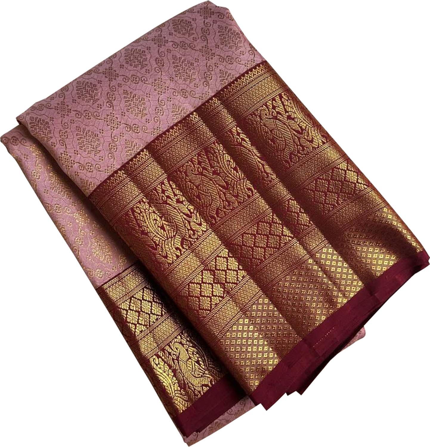 Stunning Pink & Maroon Handloom Kanjeevaram Pure Silk Saree - Luxurion World