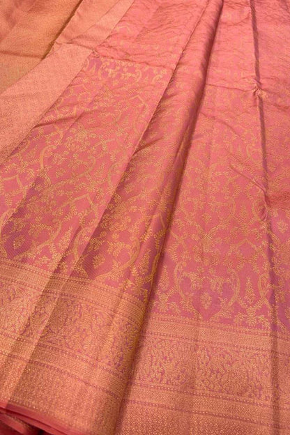 Exquisite Pink Handloom Kanjeevaram Pure Silk Saree - Luxurion World
