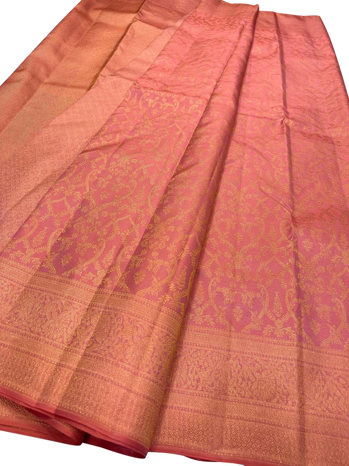 Exquisite Pink Handloom Kanjeevaram Pure Silk Saree - Luxurion World