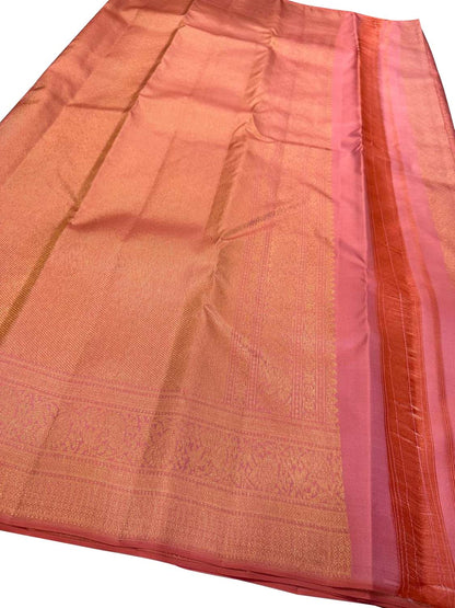 Exquisite Pink Handloom Kanjeevaram Pure Silk Saree - Luxurion World