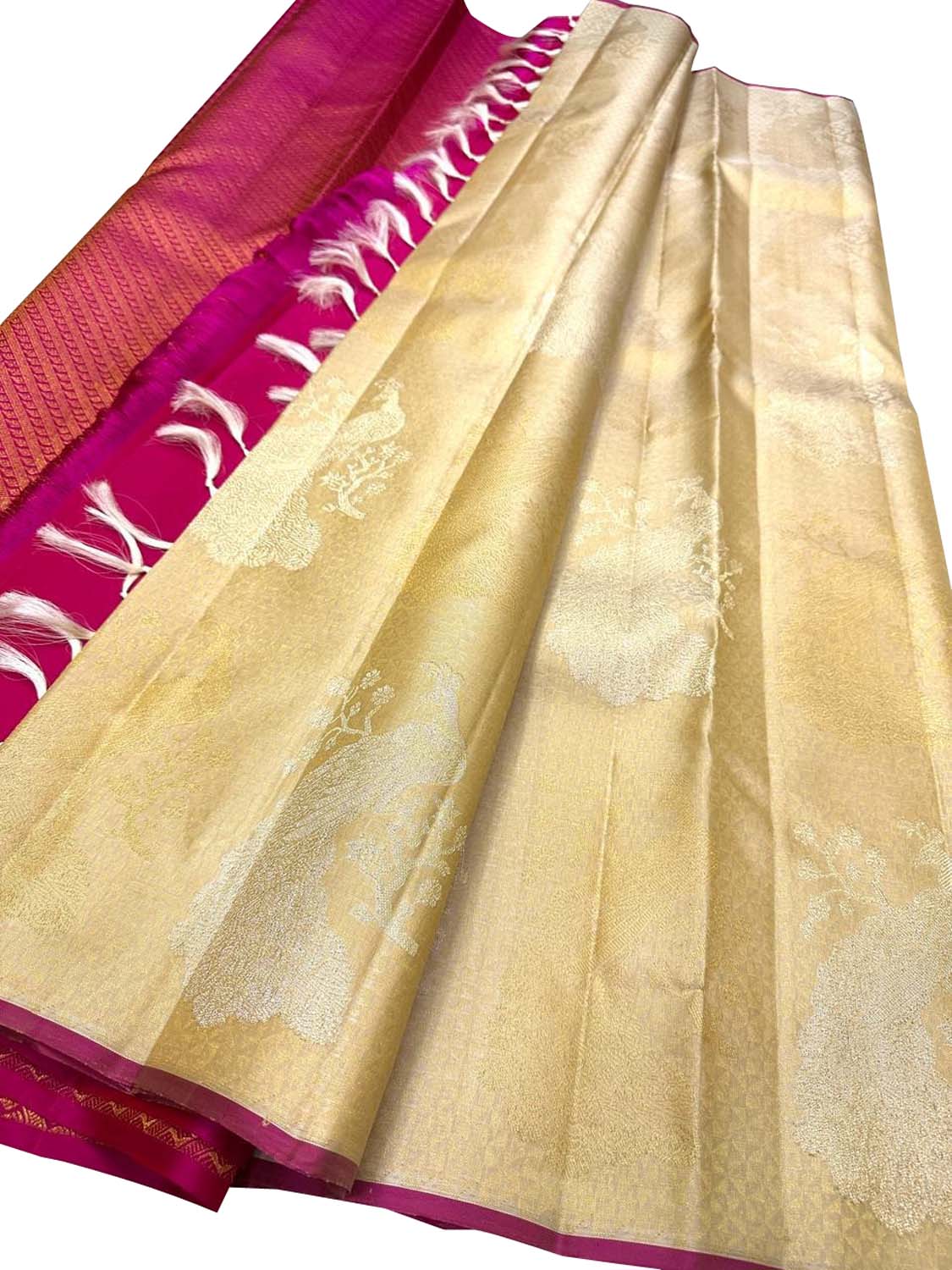 Pastel And Pink Handloom Kanjeevaram Pure Silk Saree - Luxurion World