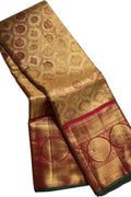 Exquisite Golden Kanjeevaram Handloom Pure Silk Saree - Luxurion World