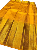 Golden Glow: Kanjeevaram Handloom Pure Silk Saree - Luxurion World