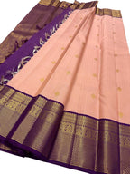 Stunning Pink And Purple Handloom Kanjeevaram Pure Silk Saree - Luxurion World