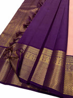 Stunning Pink And Purple Handloom Kanjeevaram Pure Silk Saree - Luxurion World