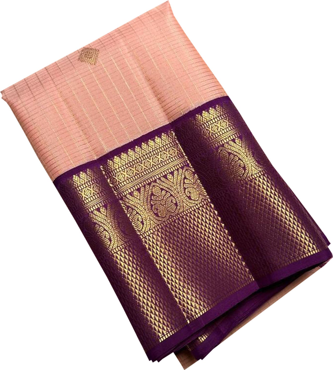Stunning Pink And Purple Handloom Kanjeevaram Pure Silk Saree - Luxurion World