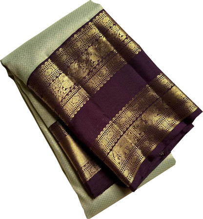 Green Handloom Kanjeevaram Pure Silk Saree - Pure Elegance - Luxurion World