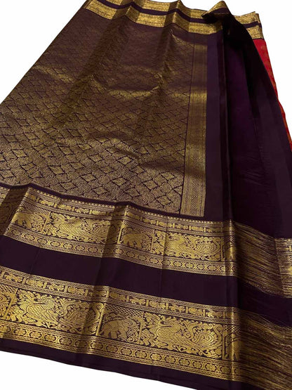 Exquisite Red Handloom Kanjeevaram Pure Silk Saree - Luxurion World
