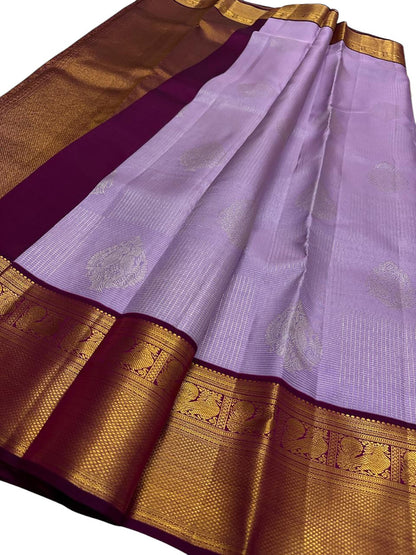Exquisite Purple Handloom Kanjeevaram Pure Silk Saree - Luxurion World