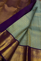 Blue And Purple Handloom Kanjeevaram Pure Silk Saree - Luxurion World