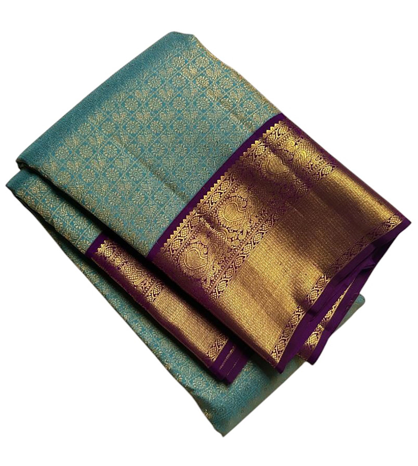 Blue And Purple Handloom Kanjeevaram Pure Silk Saree - Luxurion World
