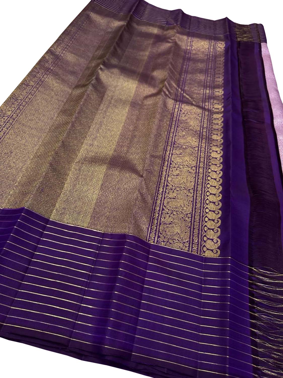 Exquisite Purple Handloom Kanjeevaram Pure Silk Saree - Luxurion World