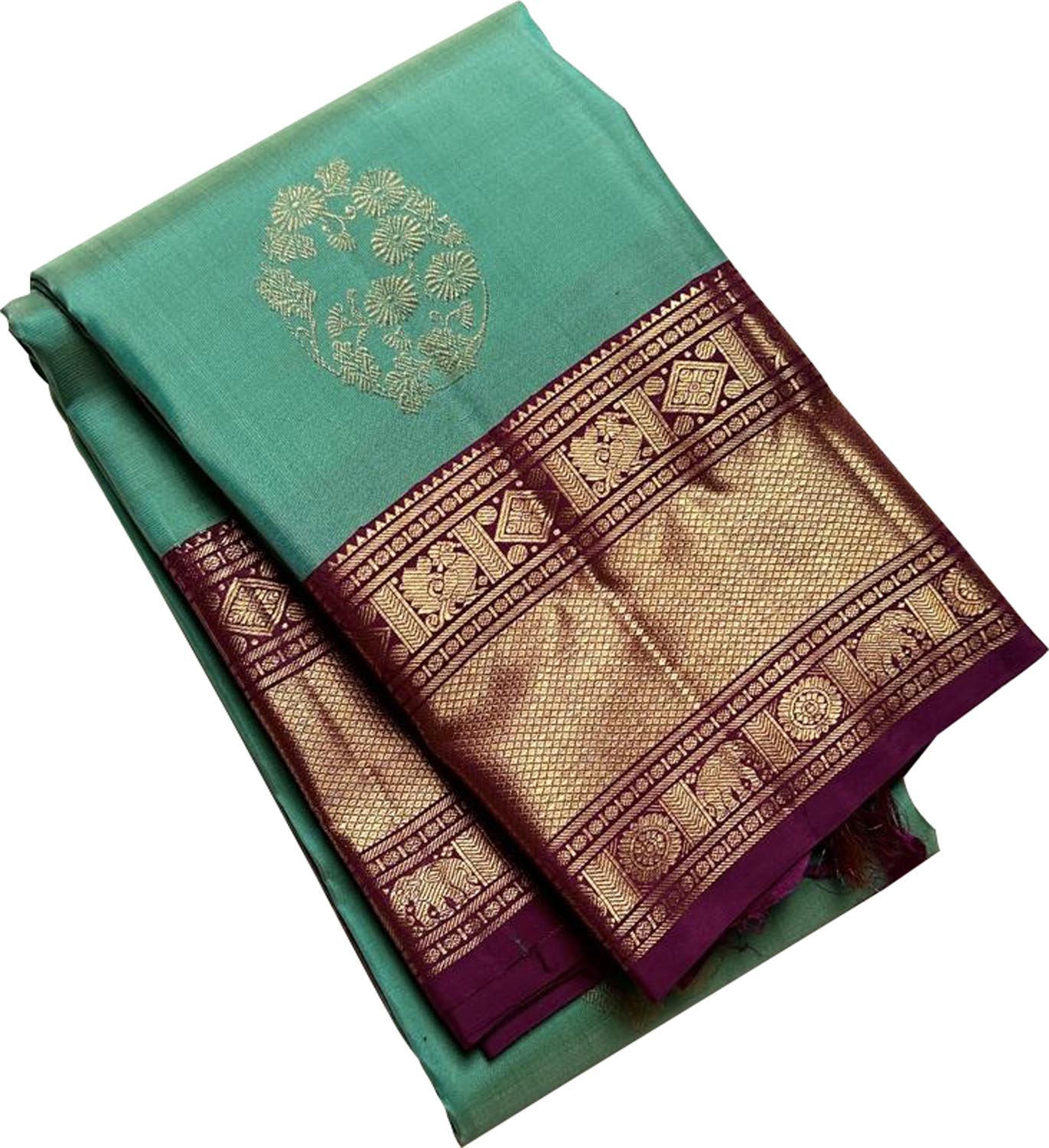 Green Handloom Kanjeevaram Pure Silk Saree - Elegant Choice - Luxurion World