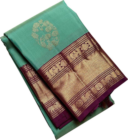 Green Handloom Kanjeevaram Pure Silk Saree - Elegant Choice - Luxurion World