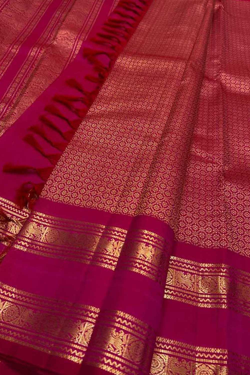 Exquisite Pink Handloom Kanjeevaram Pure Silk Saree - Luxurion World