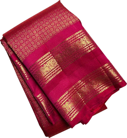 Exquisite Pink Handloom Kanjeevaram Pure Silk Saree - Luxurion World
