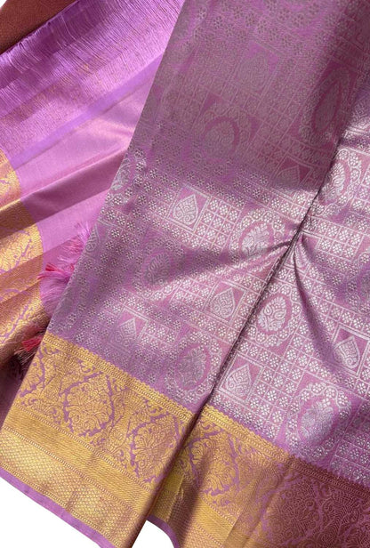 Exquisite Purple Handloom Kanjeevaram Pure Silk Saree - Luxurion World