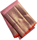 Pink And Golden Handloom Kanjeevaram Pure Silk Saree - Luxurion World