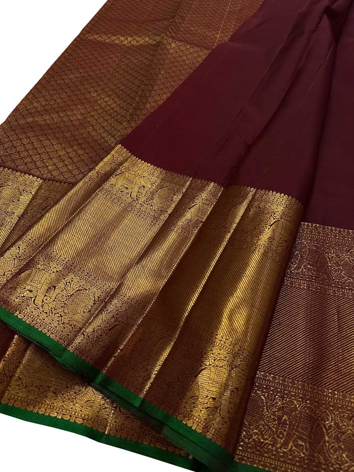 Exquisite Maroon And Golden Handloom Kanjeevaram Pure Silk Saree - Luxurion World