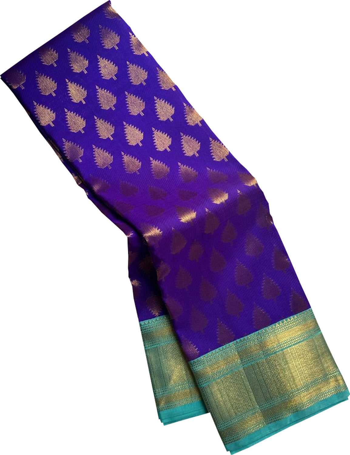Exquisite Purple And Blue Handloom Kanjeevaram Pure Silk Saree - Luxurion World