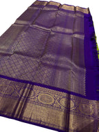 Blue And Green Kanjeevaram Handloom Pure Silk Saree - Luxurion World