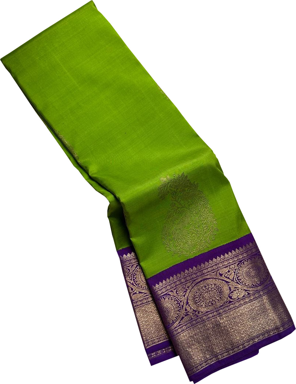 Blue And Green Kanjeevaram Handloom Pure Silk Saree - Luxurion World