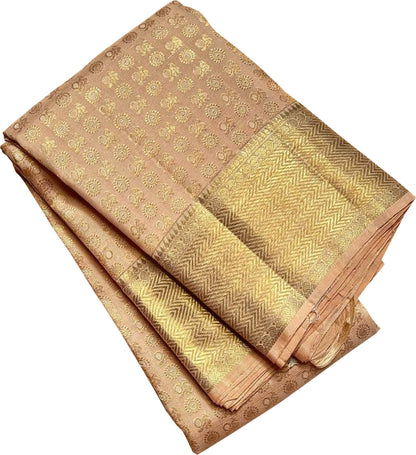 Golden Handloom Kanjeevaram Pure Silk Small Booti Design Saree - Luxurion World