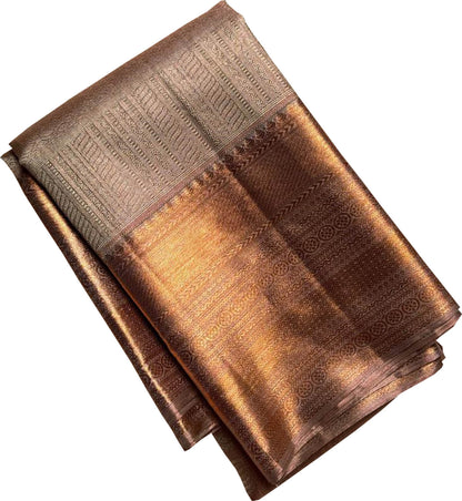 Golden Handloom Kanjeevaram Pure Silk Saree - Luxurion World