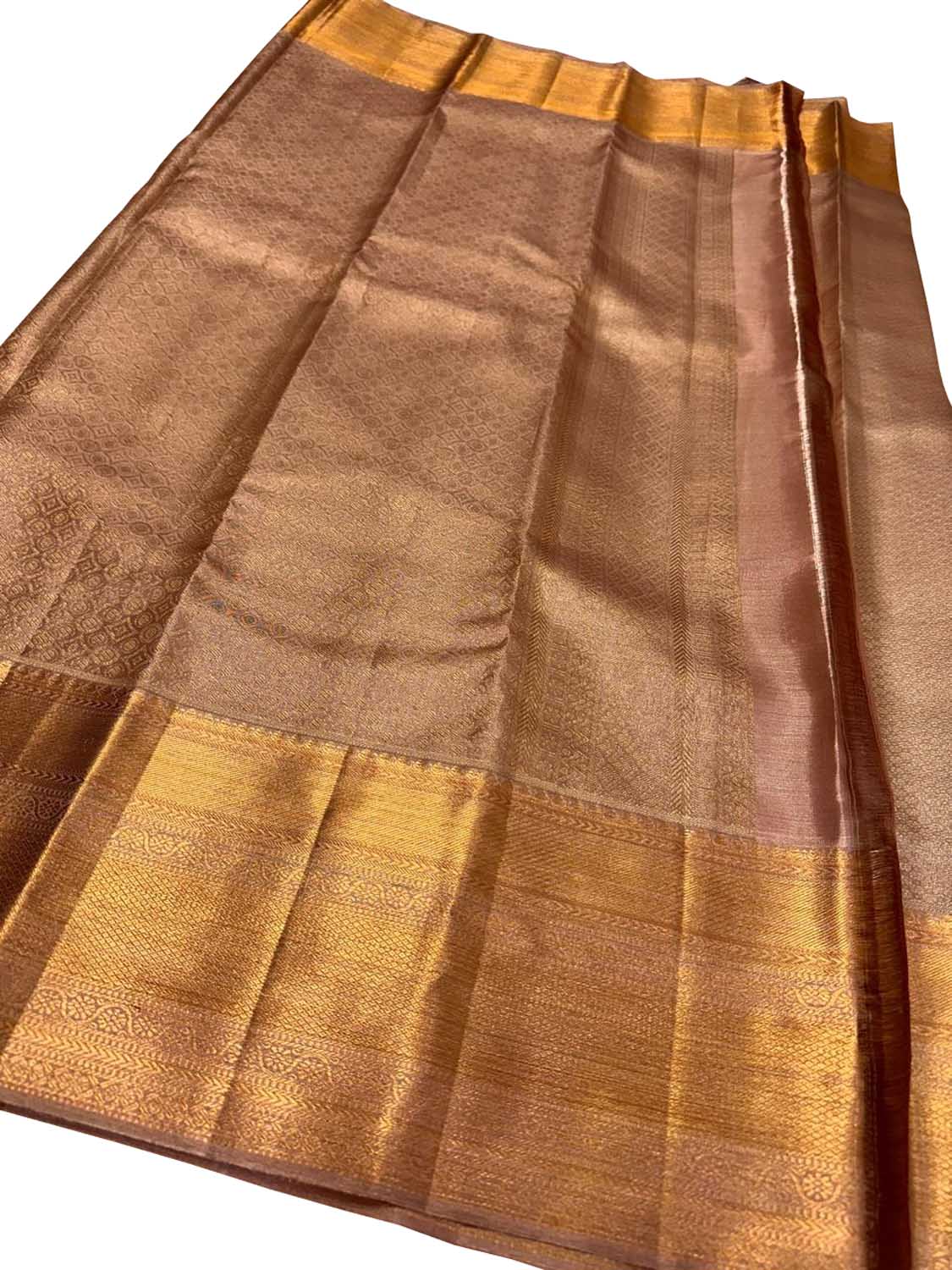 Peach Handloom Kanjeevaram Pure Silk Saree - Elegant and Luxurious - Luxurion World