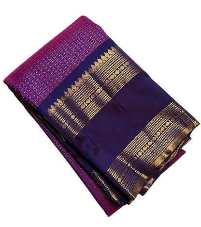 Purple Handloom Kanjeevaram Pure Silk Saree - Luxurion World