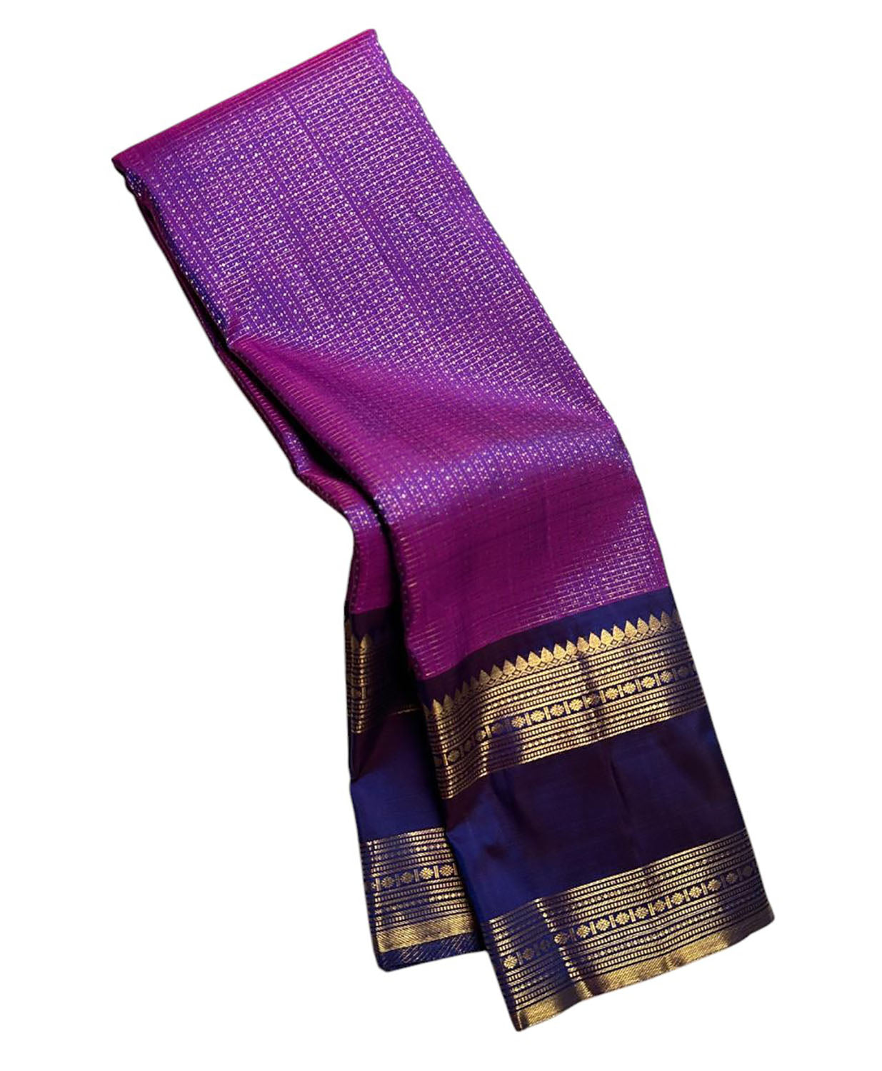 Purple Handloom Kanjeevaram Pure Silk Saree - Luxurion World