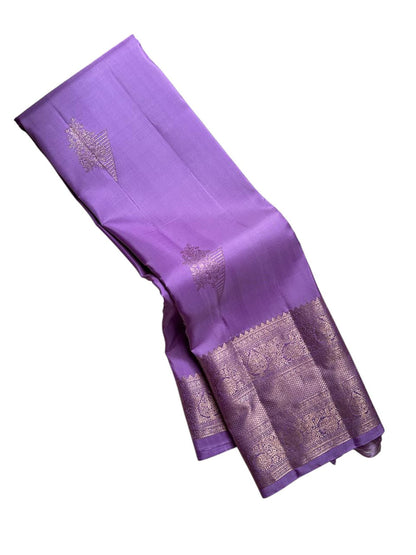 Purple And Golden Handloom Kanjeevaram Pure Silk Saree - Luxurion World