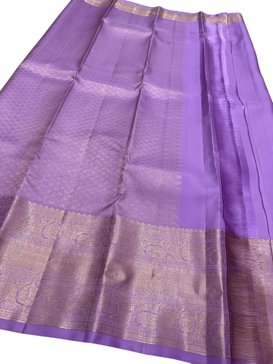 Purple And Golden Handloom Kanjeevaram Pure Silk Saree - Luxurion World