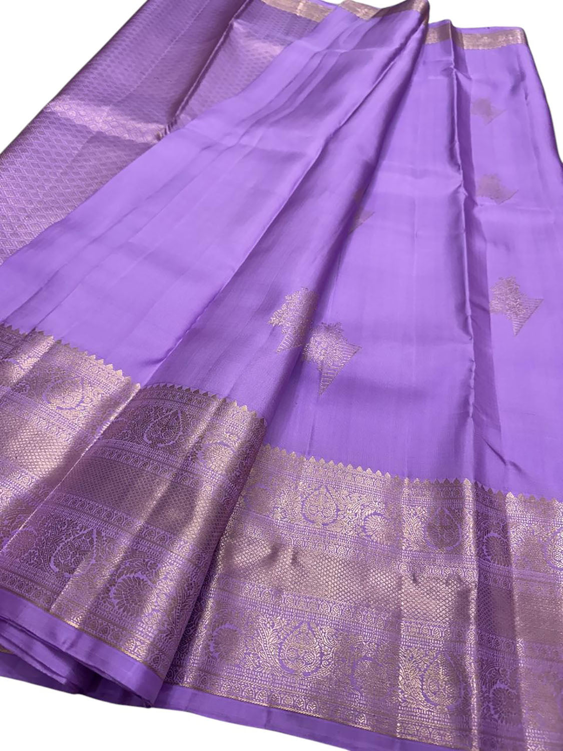 Purple And Golden Handloom Kanjeevaram Pure Silk Saree - Luxurion World